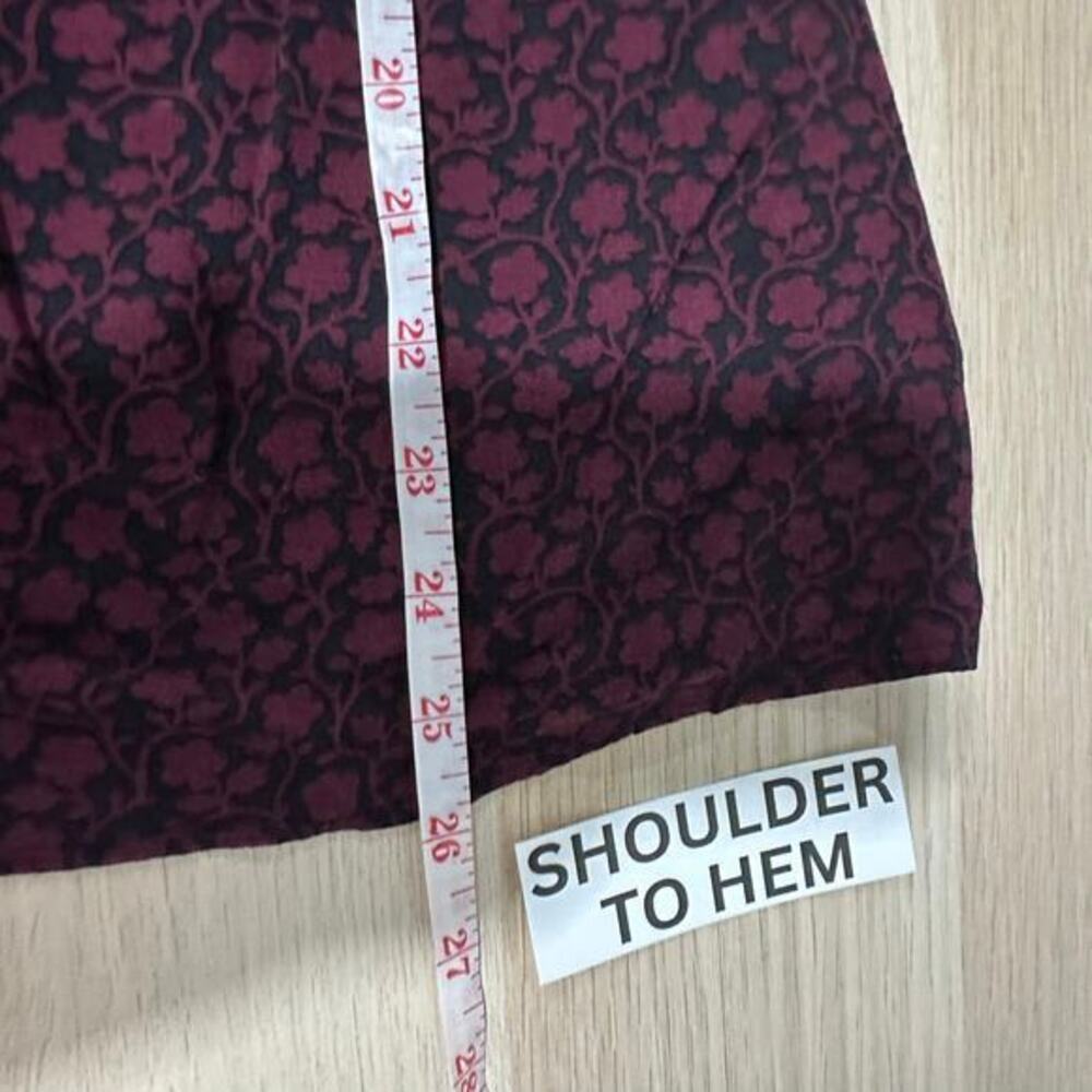 Boden Womens Annabelle Velvet Trim Split‎ Neck Blouse Top Burgundy Floral Size 8 - Picture 12 of 13